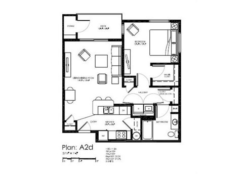 A black and white image of a floor plan labeled Plan A2d.